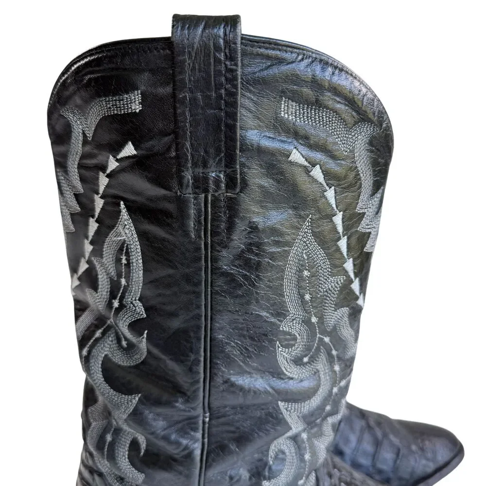 Dan Post Men's Exotic Genuine 2385 Black Caiman Crocodile Leather Boots 14 D